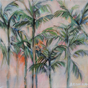 Original tropical palm tree landscape painting