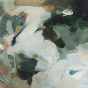 Original abstract painting with soft hazy blue and neutral tones