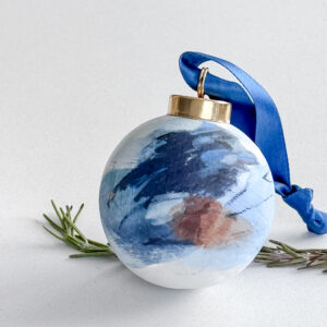 Hope hand-painted ceramic ornament hanging with ribbon