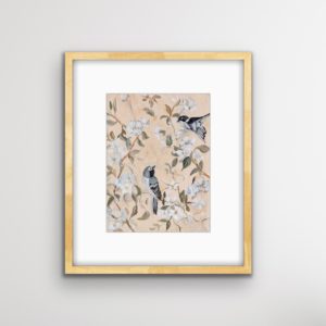 birds and flowers original Art Print
