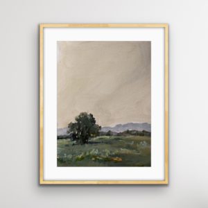 Moody Landscape painting with lonely tree